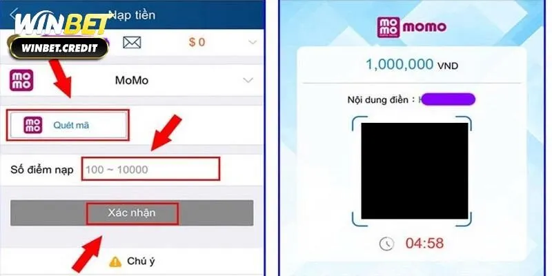 Cách nạp bằng ví Momo