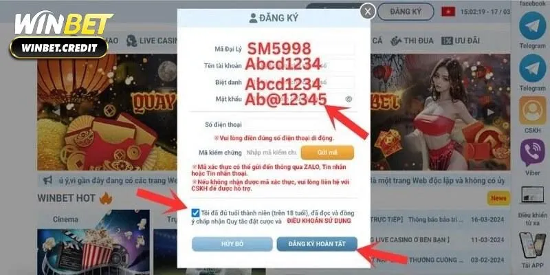 Chi tiết các bước đăng ký tài khoản Winbet